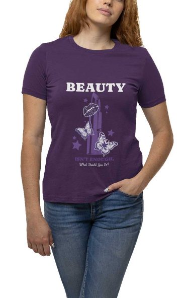 womens tshirt, women printed tshirt, tshirt under 500, affordable tshirt, affordable women tshirt, violet tshirt, women print violet tshirt
